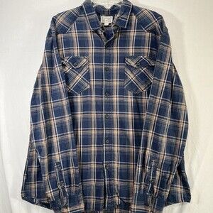 Converse One Star Men's Western Long Sleeve Button Up Shirt Size XL Blue Plaid